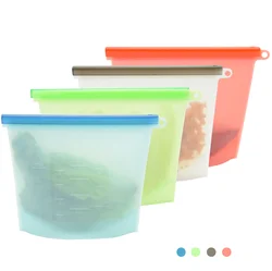 Custom box package eco BPA free airtight sealn freezer bags sandwich snack reusable silicone food storage bag