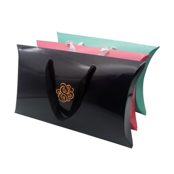 Custom wholesale paper gift packaging kraft pillow box