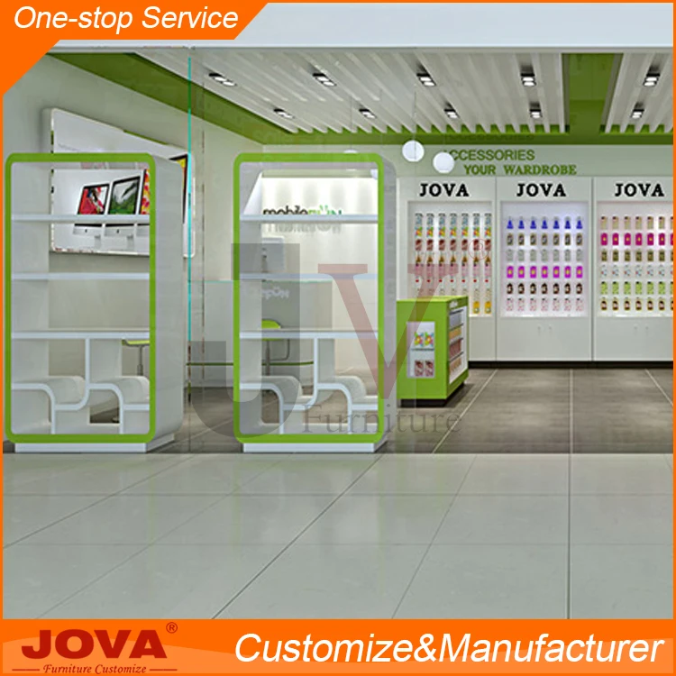 Retail Custom Wall Mounted Cell Phone Accessory Display Kiosk showcase for Mobile Phone Shop Decoration Counter Design