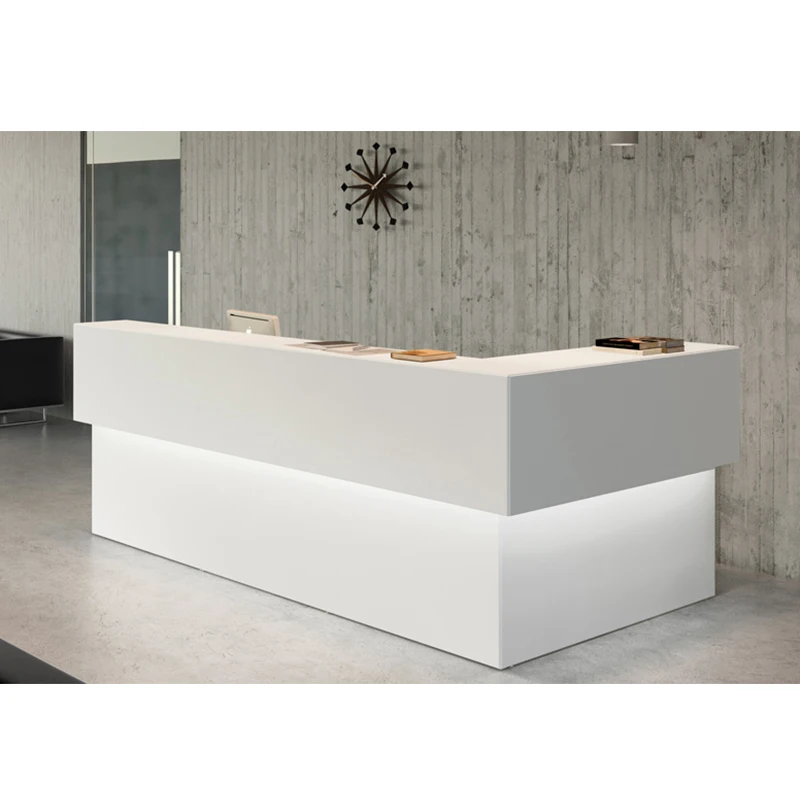 Modern Elegant White Color Cheap Small Reception Lobby Desk Solid