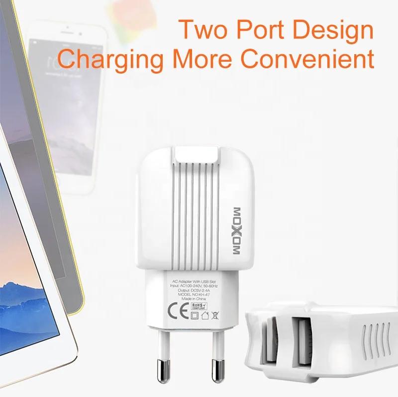 Быстрая зарядка для телефона Комплект 2.4A MOXOM Универсальный 100-240V Универсальное зарядное USB устройство для зарядного устройства с Micro USB Type C кабель