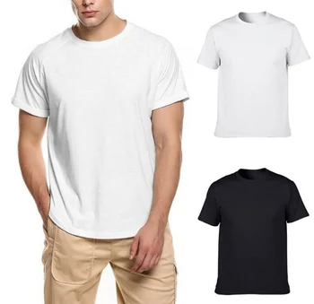 Men O-Neck Solid T-shirt Short Sleeve Cotton Casual Basic Tee Top Simple Fashion
