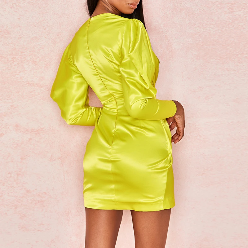 Neon Clothing Sexy Satin Fashion Short Party Dress Women