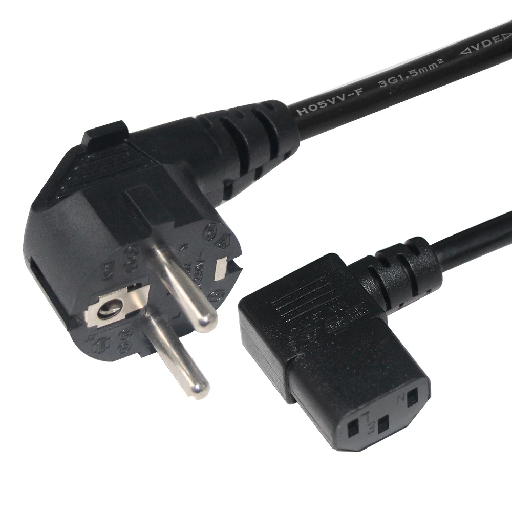 250v 3 Pin вилкой/корейский производитель кабелей VDE Европейского Schuko Cee 77 7/7 переменного тока Кабель-Удлинитель 16A 250V H05vv-F 3G2.5 90 градусов C13 прямоугольный шнур питания