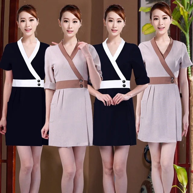 Sexy Spa Massage Uniform Waitress Salon Vest Tunic Tops