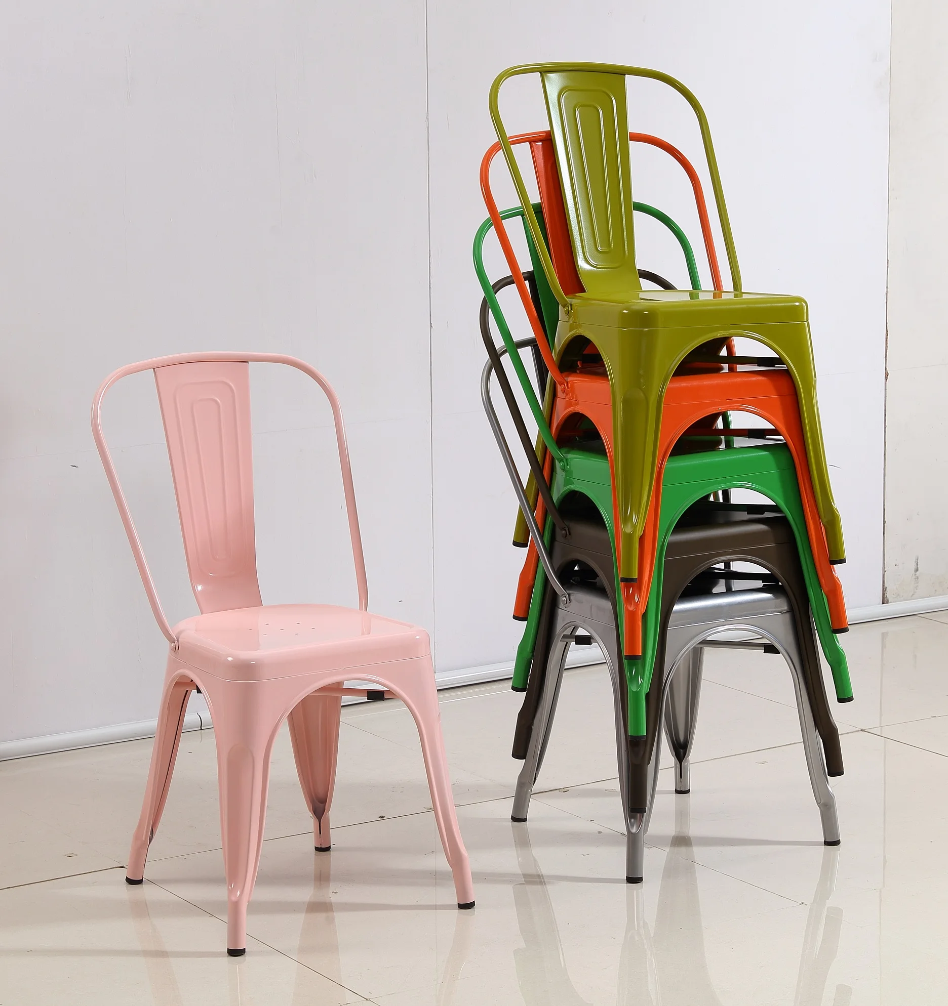 Vintage Stacking Cafe Chairs Vintage Industrial Iron Tolix Chair