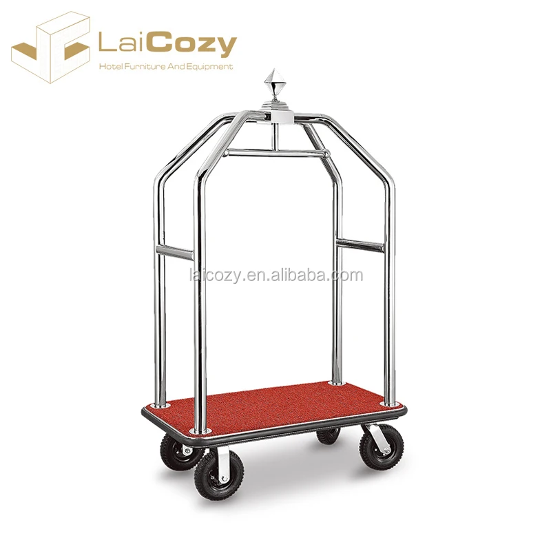 LAICOZY Hotel Lobby Furniture Stainless Steel Bell Boy Luggage Trolley
