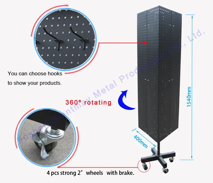 Giantmay Wholesale 360 Turntable Shelf Spinning Rack Pegboard Floor Rotating Display Stands