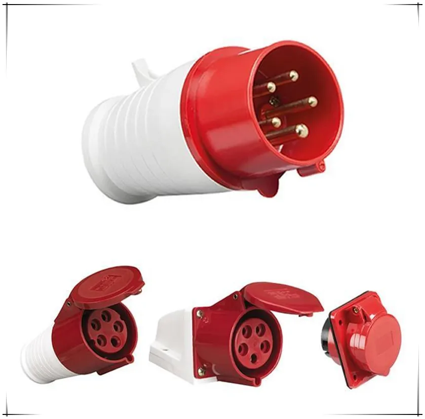 Blue Industrial Plug and Socket with Cover 16a 220V 240V