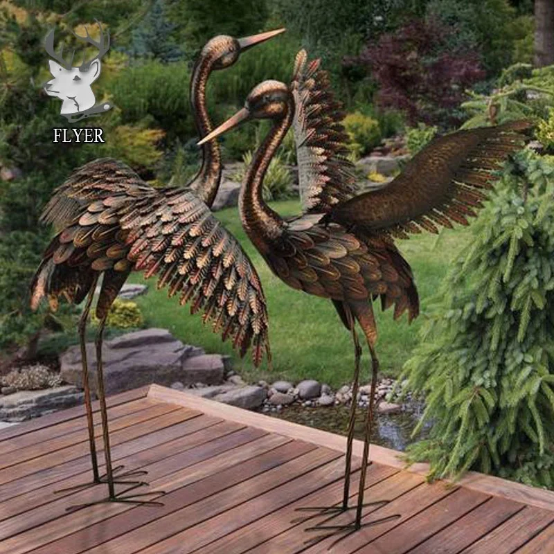 Beautiful Design Life Size Casting Bronze Heron Pair Statue for Home Garden Decoration