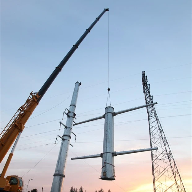 110KV Electrical Power Transmission Line Galvanized Steel Utility Pole