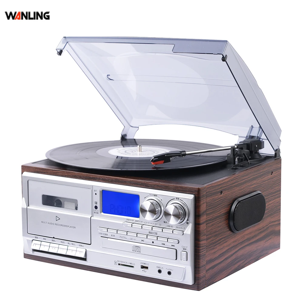 Vinyl Phonograph Player  Retro USB BT Turntable Wood LP Record Player for Sale