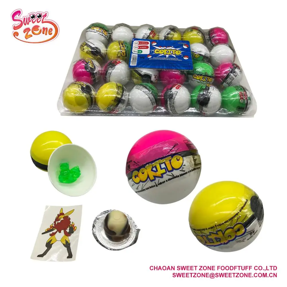 Surprise Cartoon Ball Filling Chocolate Biscuit Balls And Sticker And Toy