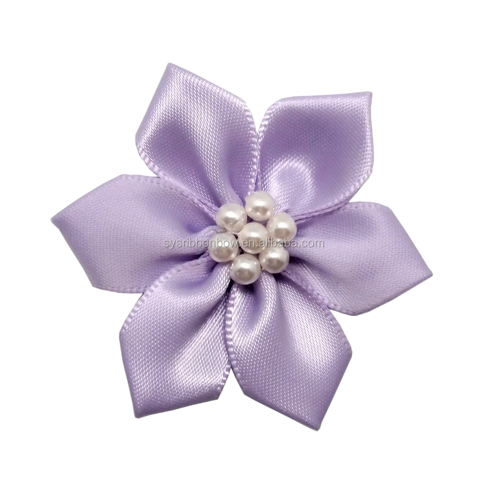 パール付き衣服アクセサリーリボンフラワー Buy パール付衣服の花 衣服アクセサリーのリボンの花 カスタムリボン衣類の花 Product On Alibaba Com
