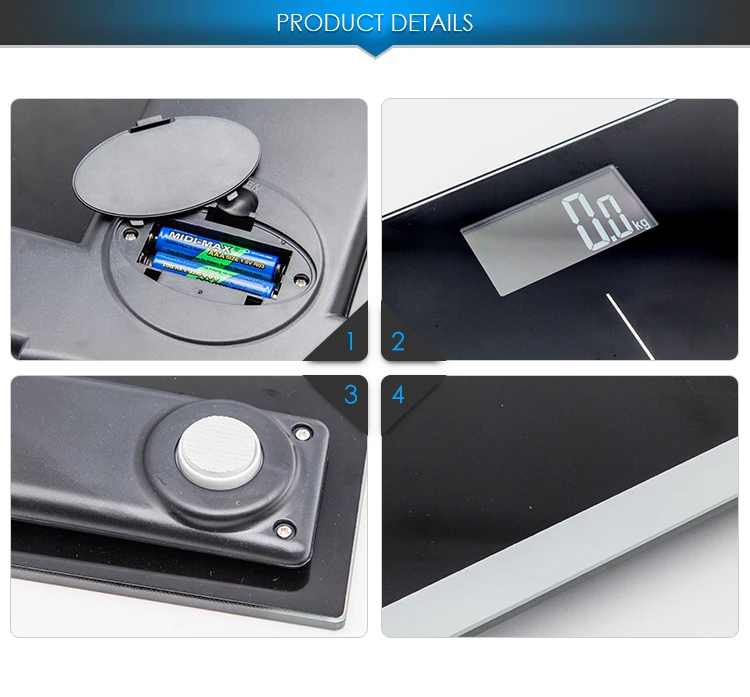 Household Tempered Glass Weighing Scale Electronic Calories Analyzer Digital 200kg Bathroom Weight Scale