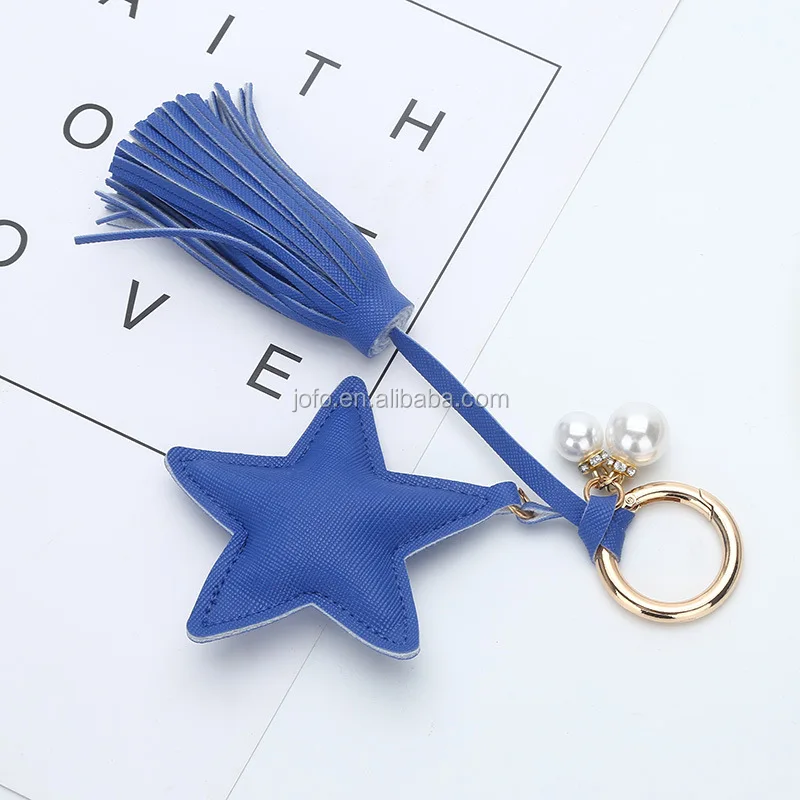 Fashion Five Star Tassel Charm Car Purse Wallet Handbag PU Leather Key  Chain KeyRing