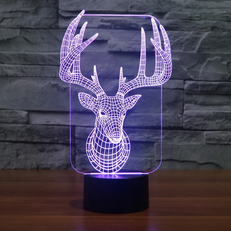 Premium Christmas Reindeer Design 3D Illusion Lamp LED Night Light Penzance 3192 