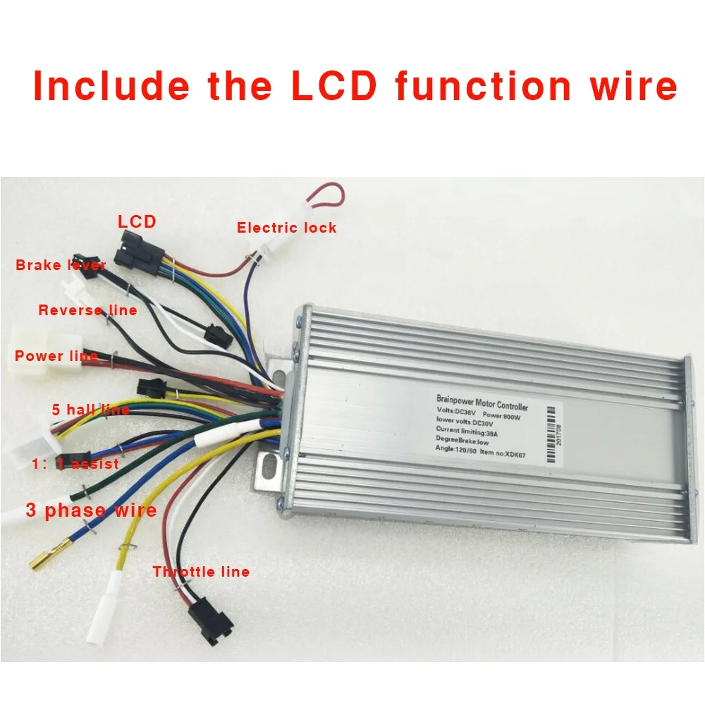 Electric Bike Controller 24V 36V 48V 60V 350W Brushless E-bike Controller with L