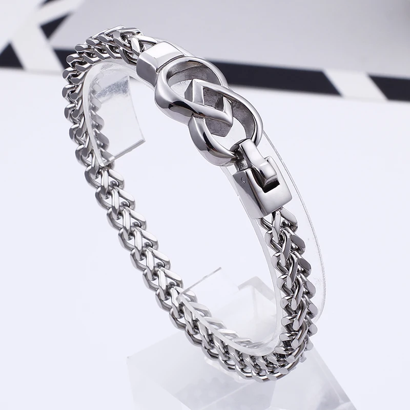 Superior Quality Gorgeous Design Silver  Black Color Bracelet for Men   Soni Fashion