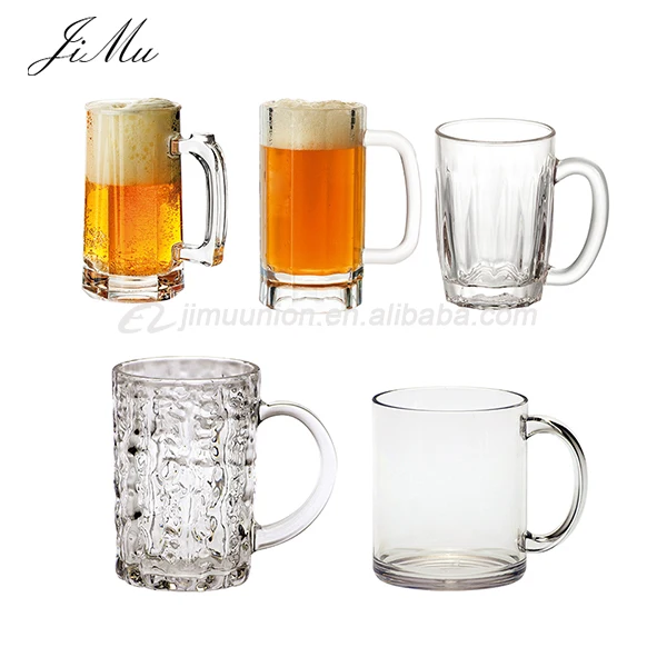 Wholesale Promotional Unbreakable Polycarbonate Pc Custom Logo Personalized Unique Plastic Beer Drinking Mugs with Handle