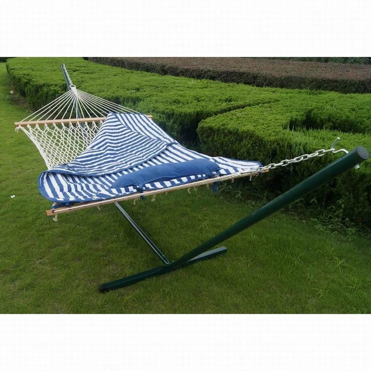 Outdoor Cotton Rope Camping Hammock With 12 Foot Steel Stand,Includes