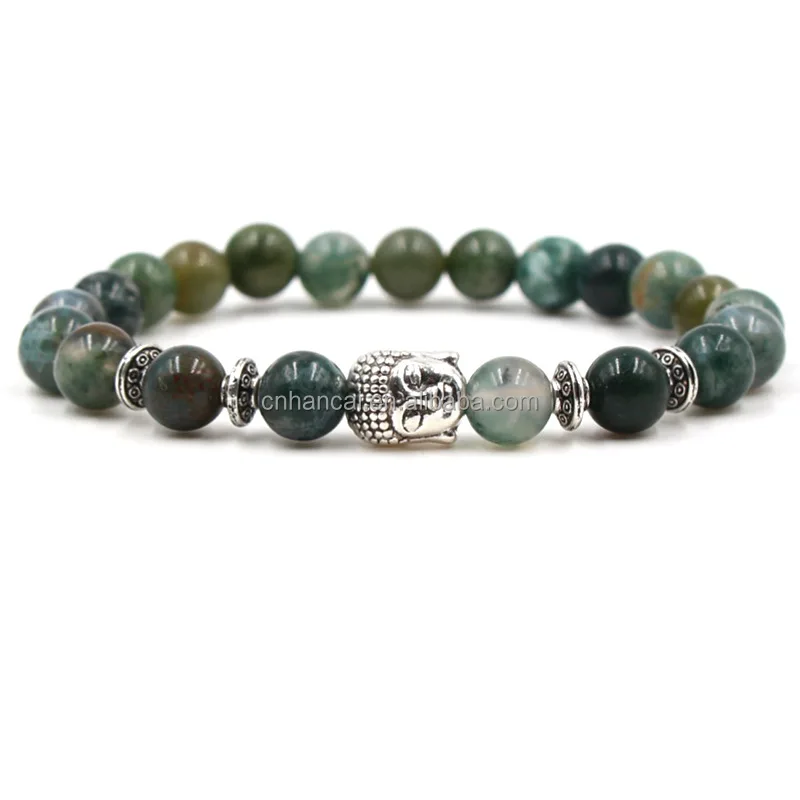 Natural Stone Bracelet for Women Men Rose India Agate Leopard Crown Lion Owl Buddha Beaded Yoga Bracelets Pulseira Masculina