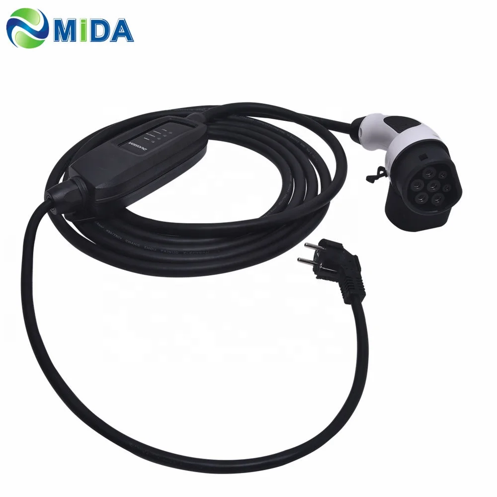 DUOSIDA 16A 5Meter IEC62196 Type 2 Mennekes EV Connector EU Schuko Plug EV Charging Cable Portable EV Charger