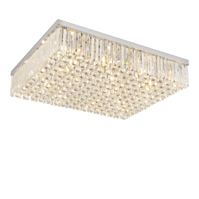 Simig Lighting Modern Luxury LED clear Flush Mount Crystal Chandelier Big square K9 Living Room Lustre Cristal