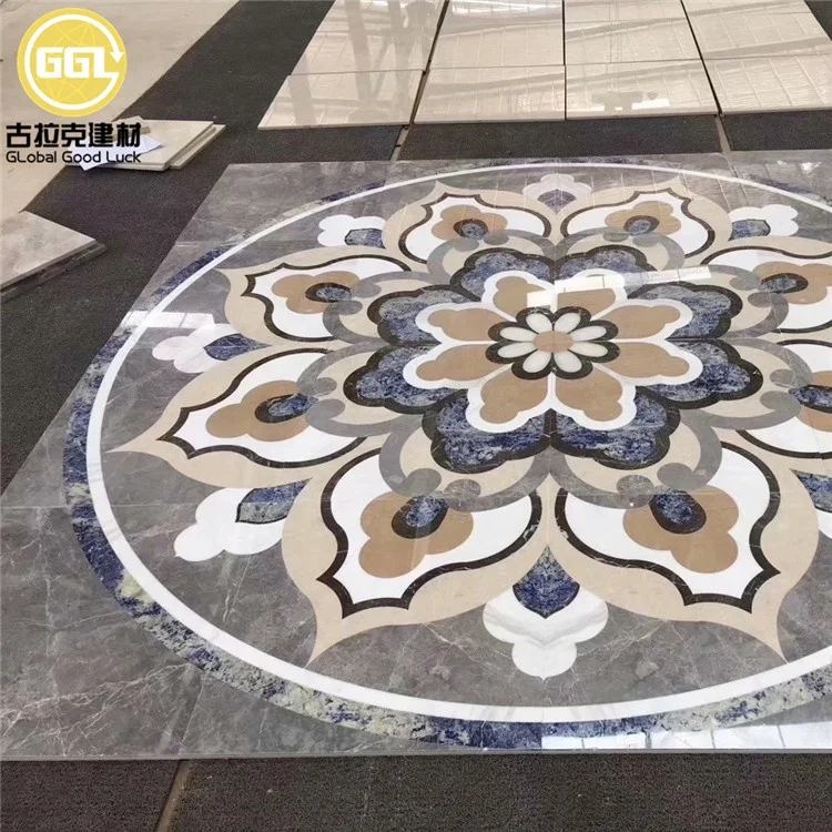 China factory marble medallion waterjet tile floor inlay medallions