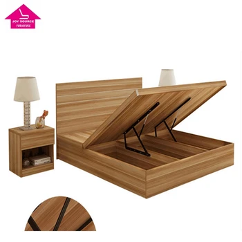 Modern King Size MDF Wooden Double queen bed design frame with Drawers