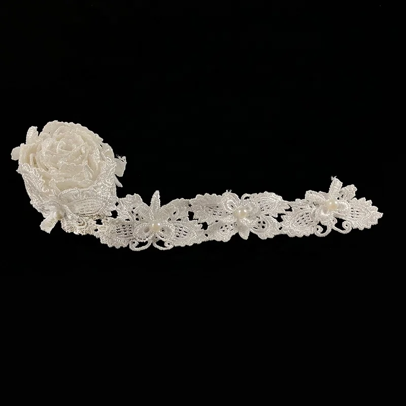 Тканевый аксессуар для волос с 3D вышивкой бабочки дизайнерская жемчужная кружевная