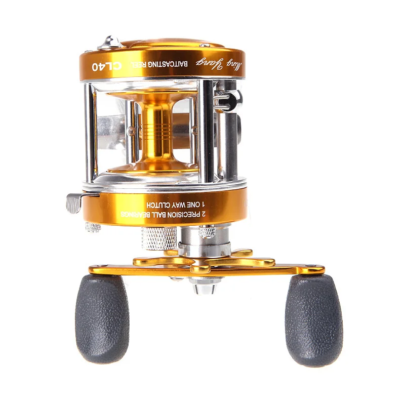 Ming Yang CL40 Round Baitcast Level Wind Reel GOLD 5.2.1 Gear With Bait  Clicker