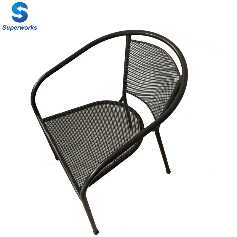 Outdoor Leisure Mesh Steel Stacking Garden Chair With A Handrails Buy Leisure Garden Chair