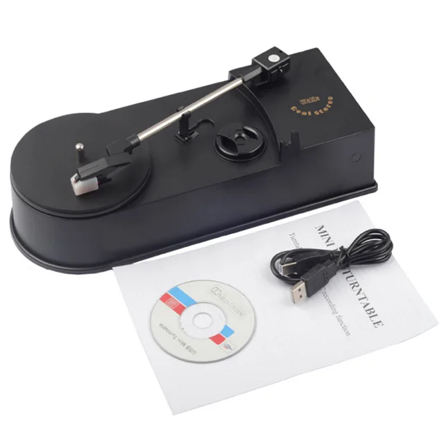 EC008B USB Mini Phonograph/Turntable/Vinyl Turntables Audio Player, Support Turntable Convert LP Record to CD or MP3 Function