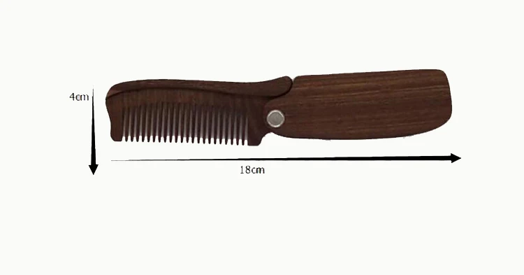 QS Brand Popular Private Label Mini Sandalwood Pocket Switch Blade Folding Wooden Beard Comb