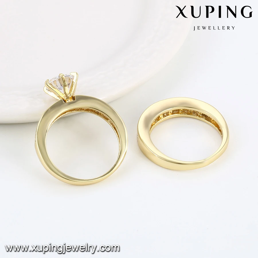 12801 Xuping Jewelry 14k Gold Color Plated Fashion Design Gift Jewelry Romantic Wedding Couple Rings