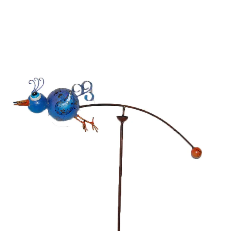 Colorful metal bird  balance stake Bird