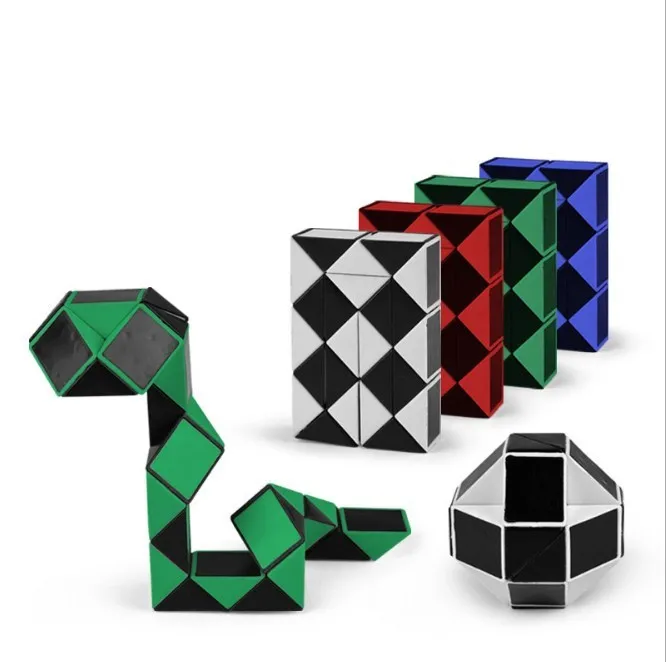 Negro） Maomaoyu Magic Snake Cube 24 Cuñas Magic Gobernante Cube Twist Puzzle（Amarillo 