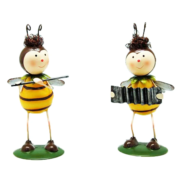 Standing bee metal iron insect garden decoration