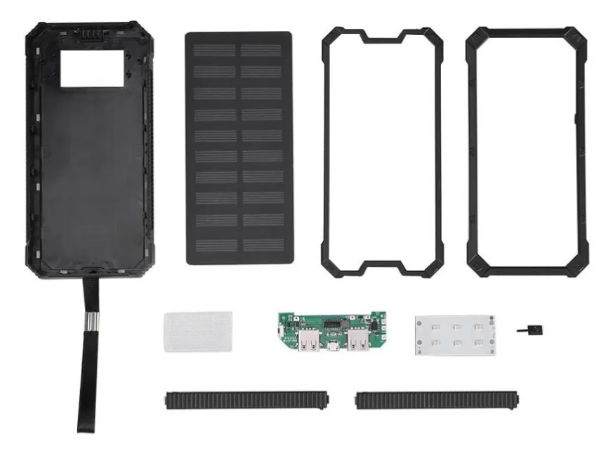 LED Dual USB Ports Solar Panel Power Bank Case Charger DIY Kits Box