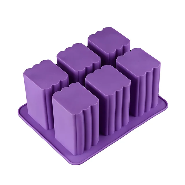 SILIKOLOVE Factory Easy to Demoulding Large 6 Cavity Rectangular Silicone Soap Mold LFGB Non Stick Custom Silicone Soap Molds