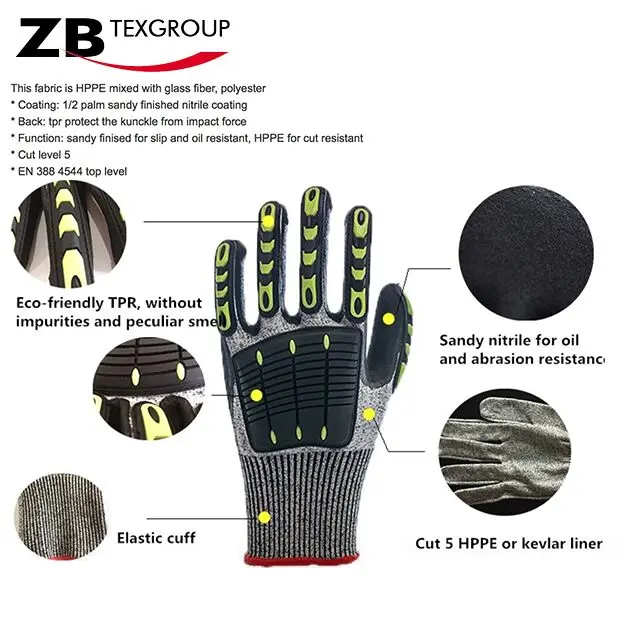 Ce En388 Cut Level 5 Anti Impact Resistant Tpr Safety Work Protective