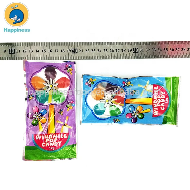 Big Colorful Rotating Flower Shape Windmill Lollipop Hard Candy Confectionery