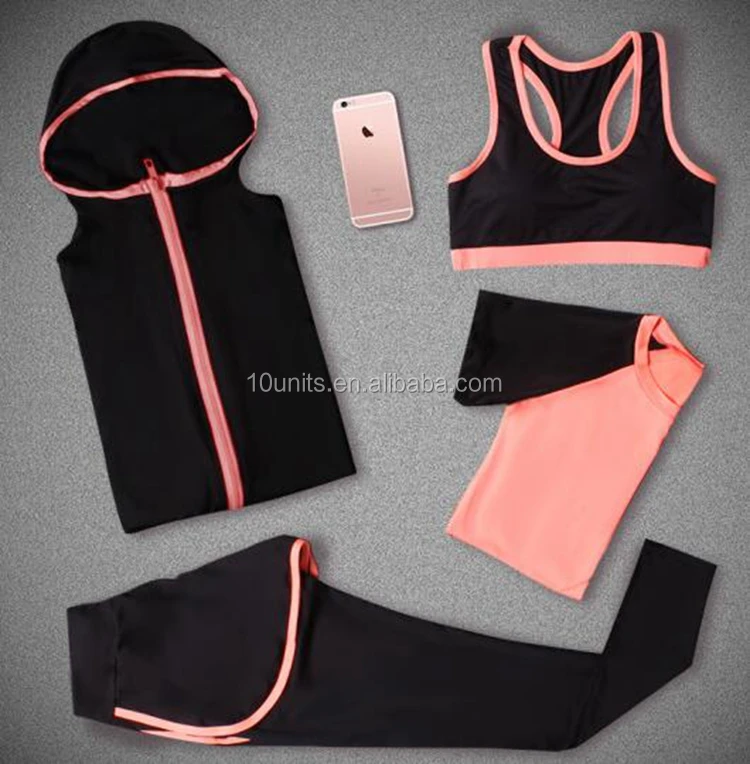 5-Piece/Set Women Suits Yoga Outdoor Fitness Yoga Pants Yoga Bra Sexy Sports Fitness Clothing Sets Gym Clothes