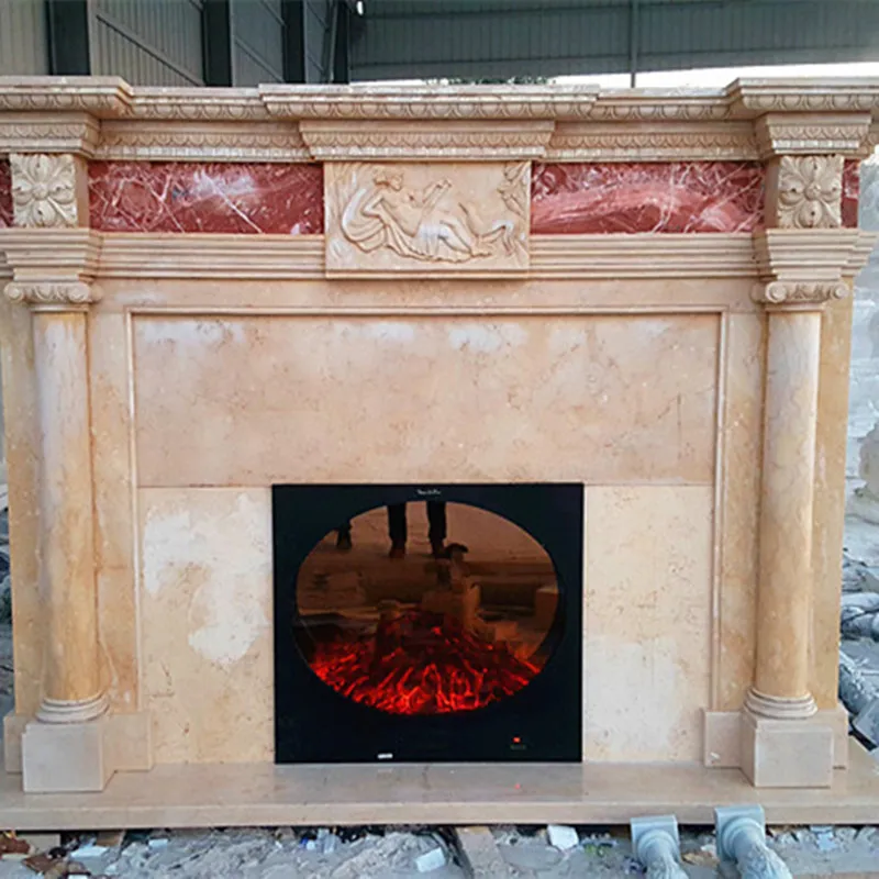 Customized Size Marble Granite Carved Stone Fireplaces Mantel