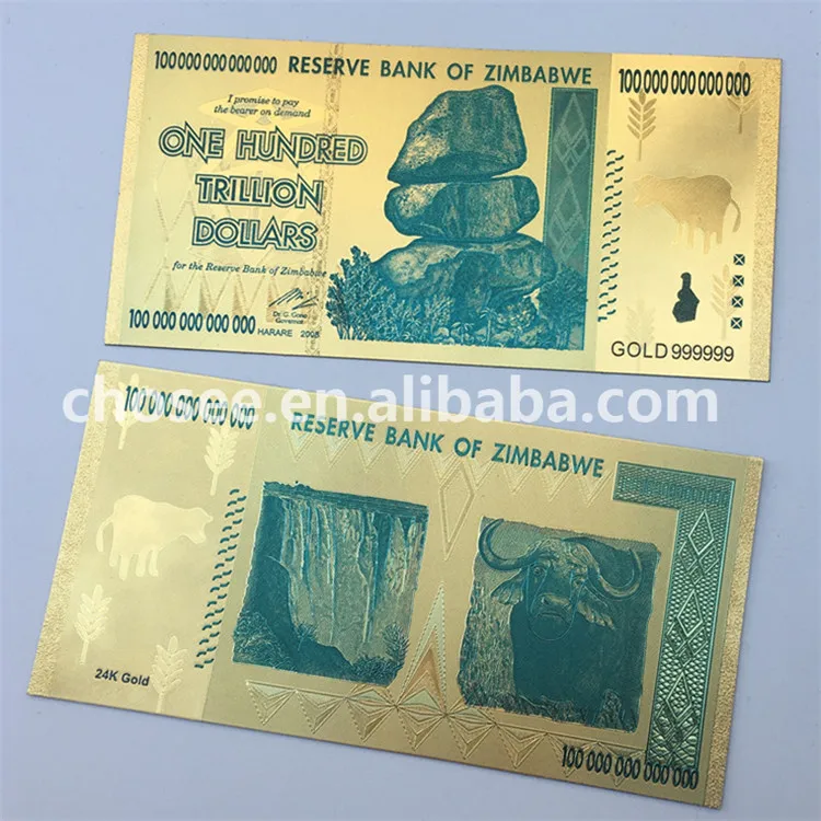 Producto En Oferta Hoja De Oro De 24k 100 Mil Millones De Billetes De Zimbabue Para Coleccion Buy Hot Sell 24k Gold Foil 100 Hundred Trillion Zimbabwe Banknotes For Collection Zimbabwe Dollar 100