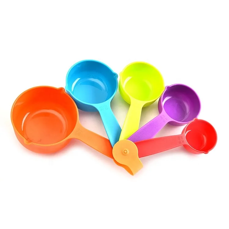 Stackable Nesting Measuring Tools 10 Piece Colorful Plastic Measuring Cups and Measuring Spoons Set