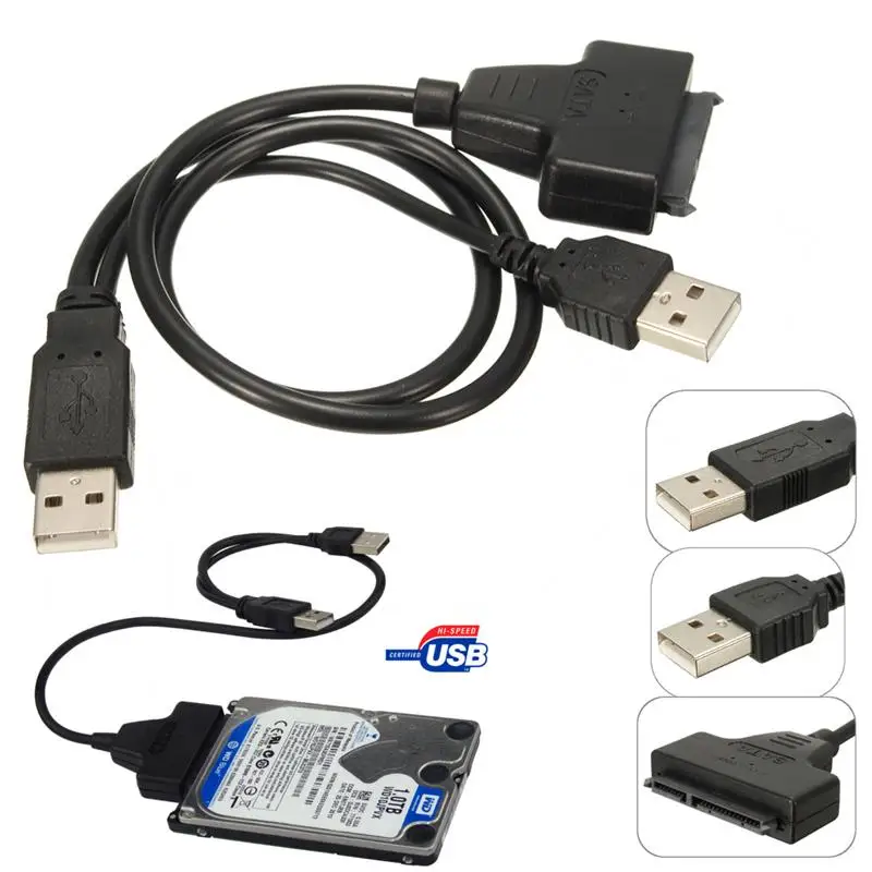 Quality USB 2.0 to SATA 7+15 Pin 22 Pin Adapter Cable With USB Power Cable For 2.5" HDD Hard Drive m.alibaba.com