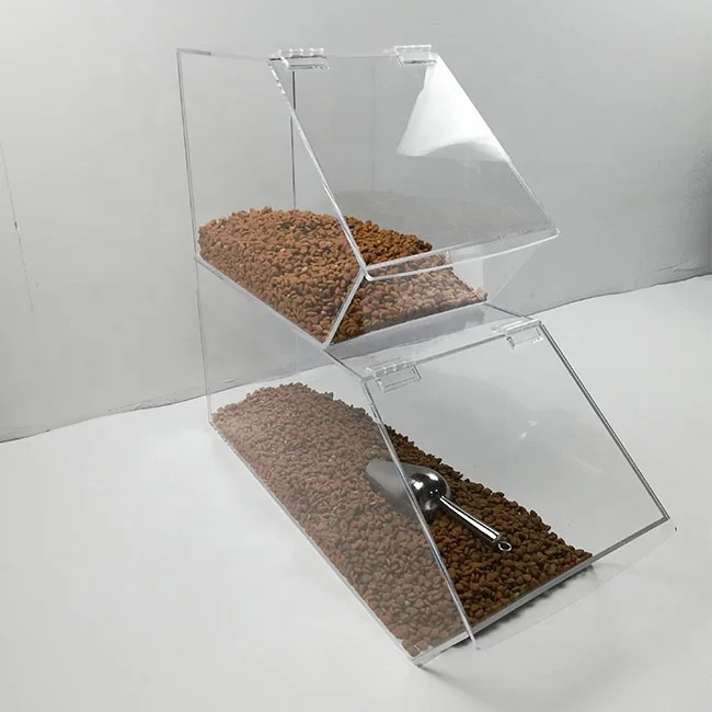 Custom OEM Stackable Transparent Acrylic Candy Dispenser Container Boxes Acrylic Candy Bins with Scoop