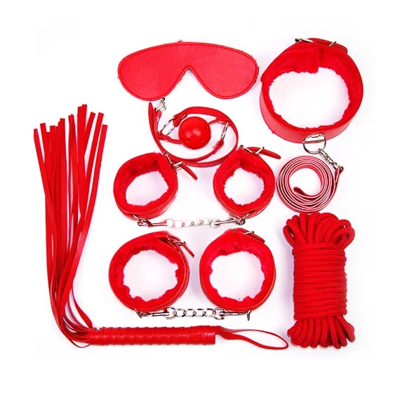 SacKnove Großhandel 7-teiliges Erwachsenen-Sexspielzeug-Set Pelzige  Lederhandschellen Ballpeitsche Kit Fetisch BDSM Bondage-Set für Paare